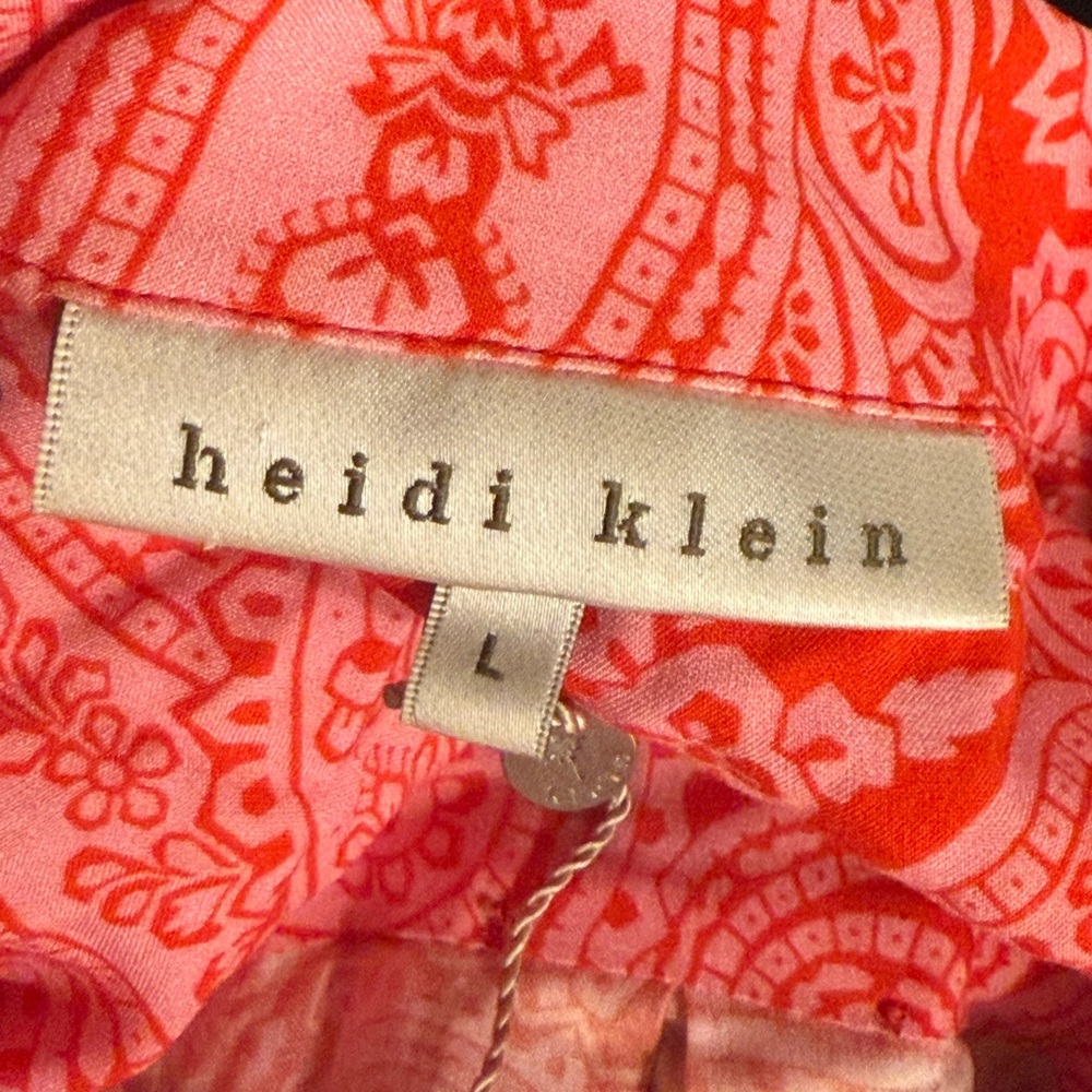 Heidi Klein Tangier Paisley-Print Mini Shirt Dress In Red And Pink Size L Mini - Picture 10 of 10